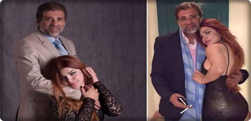 خالد يوسف مع الاعلامية منى الغضبان التي انكر علاقته بها